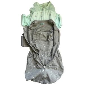 EUC Bundle of 2 100% Organic SNOO Sleep Sacks Mint Print and Gray Size Small